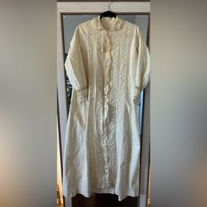 Antique Edwardian Victorian Cotton Lace  Dressing Gown Long Sleeve with Bloomers